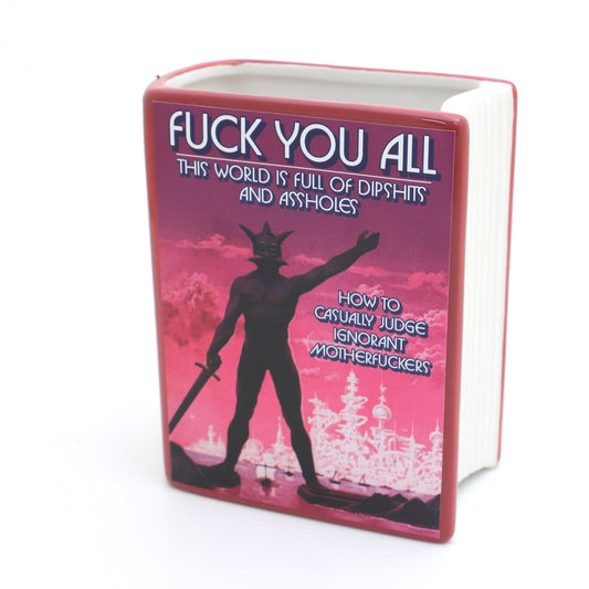 F You All, Book Vase, pencil holder, planter, pulp novel parody