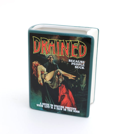 Drained, Dracula book shaped pencil holder, vase, or planter, mature language